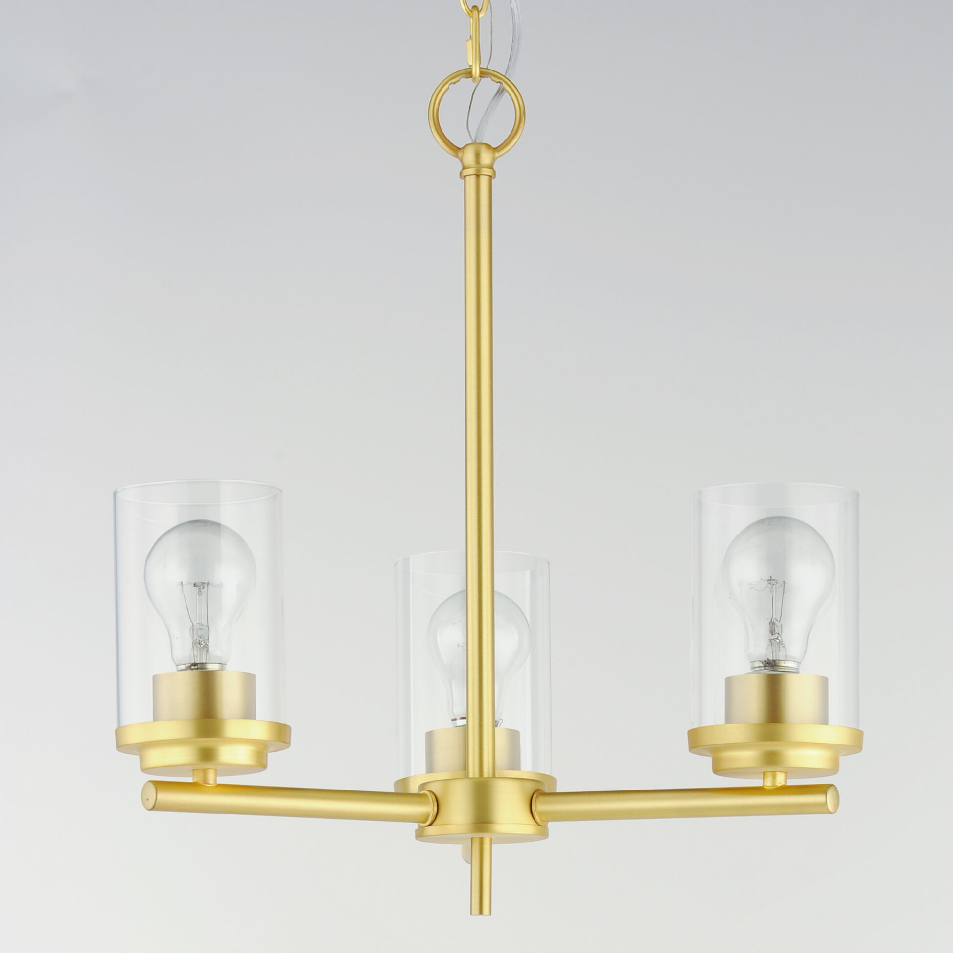 Corona 3 Light 16.5 inch Satin Brass Single-Tier Chandelier Ceiling Light in Clear