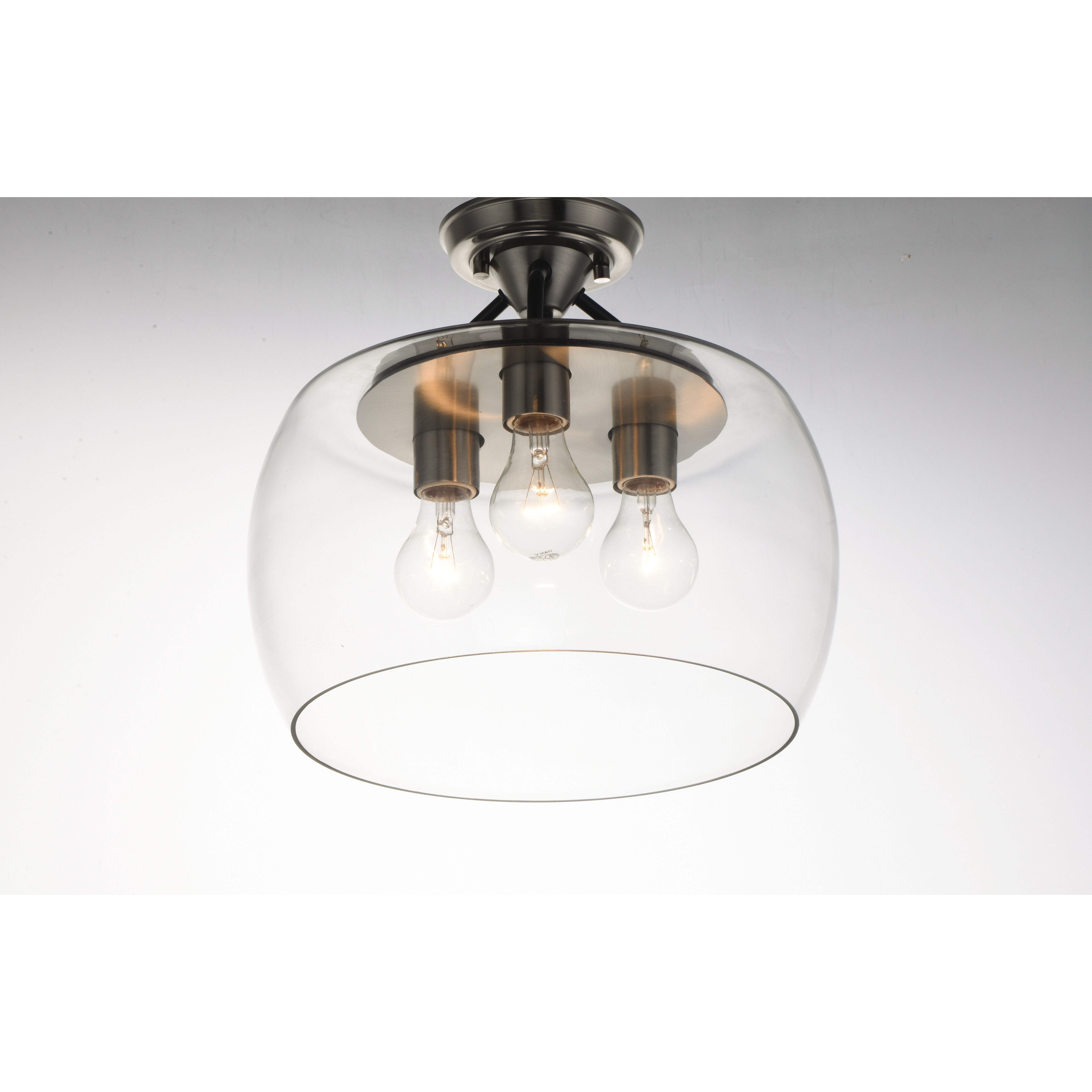 Goblet 3 Light 14 inch Black/Satin Nickel Semi-Flush Mount Ceiling Light in Black and Satin Nickel