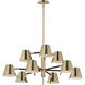 Carlo LED 34 inch Dark Bronze, Leather, Heritage Brass Multi-Tier Chandelier Ceiling Light