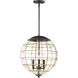 Heirloom 3 Light 16 inch Black and Burnished Brass Multi-Light Pendant Ceiling Light