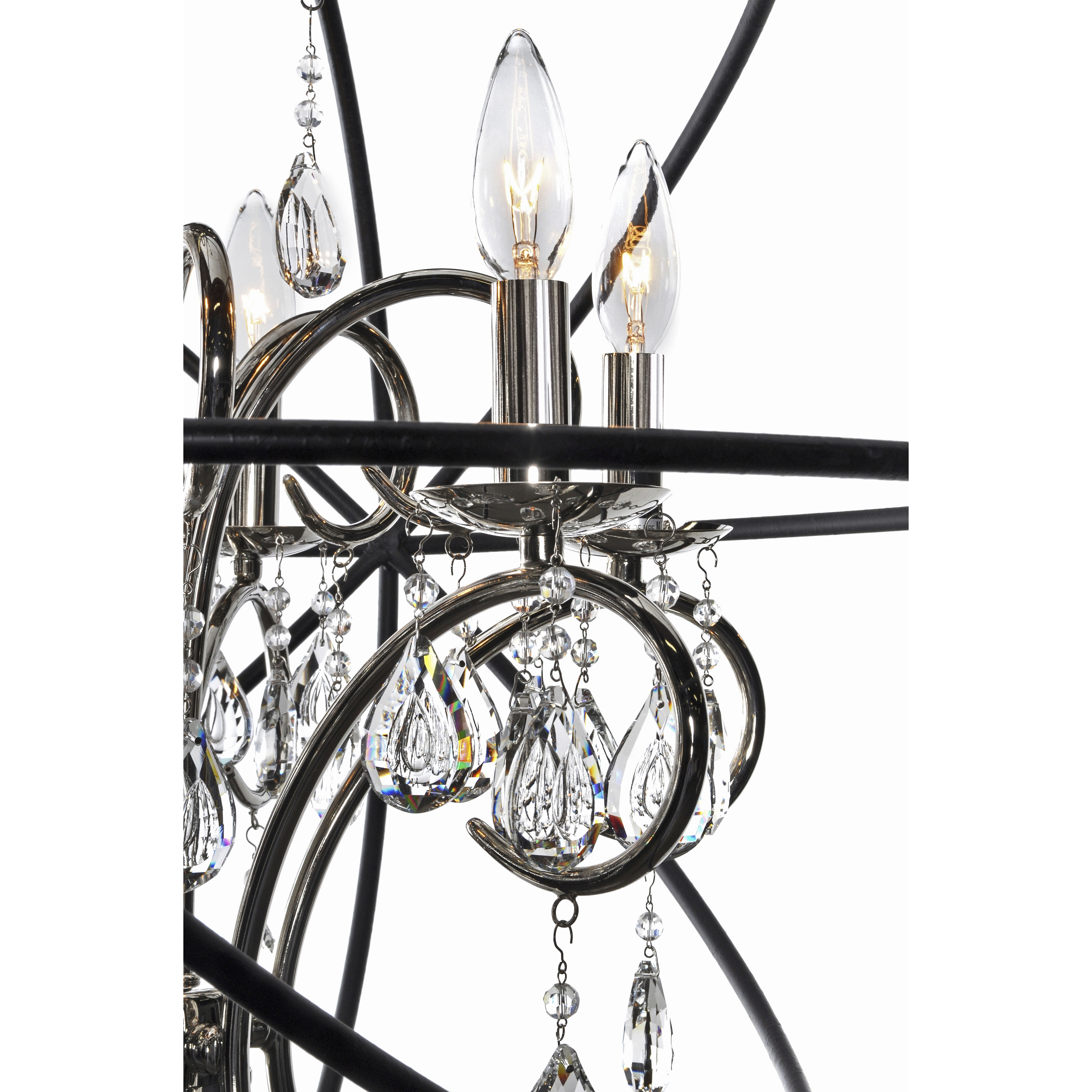Orbit 4 Light 19 inch Anthracite/Polished Nickel Chandelier Ceiling Light in Anthracite and Polished Nickel, Candelabra