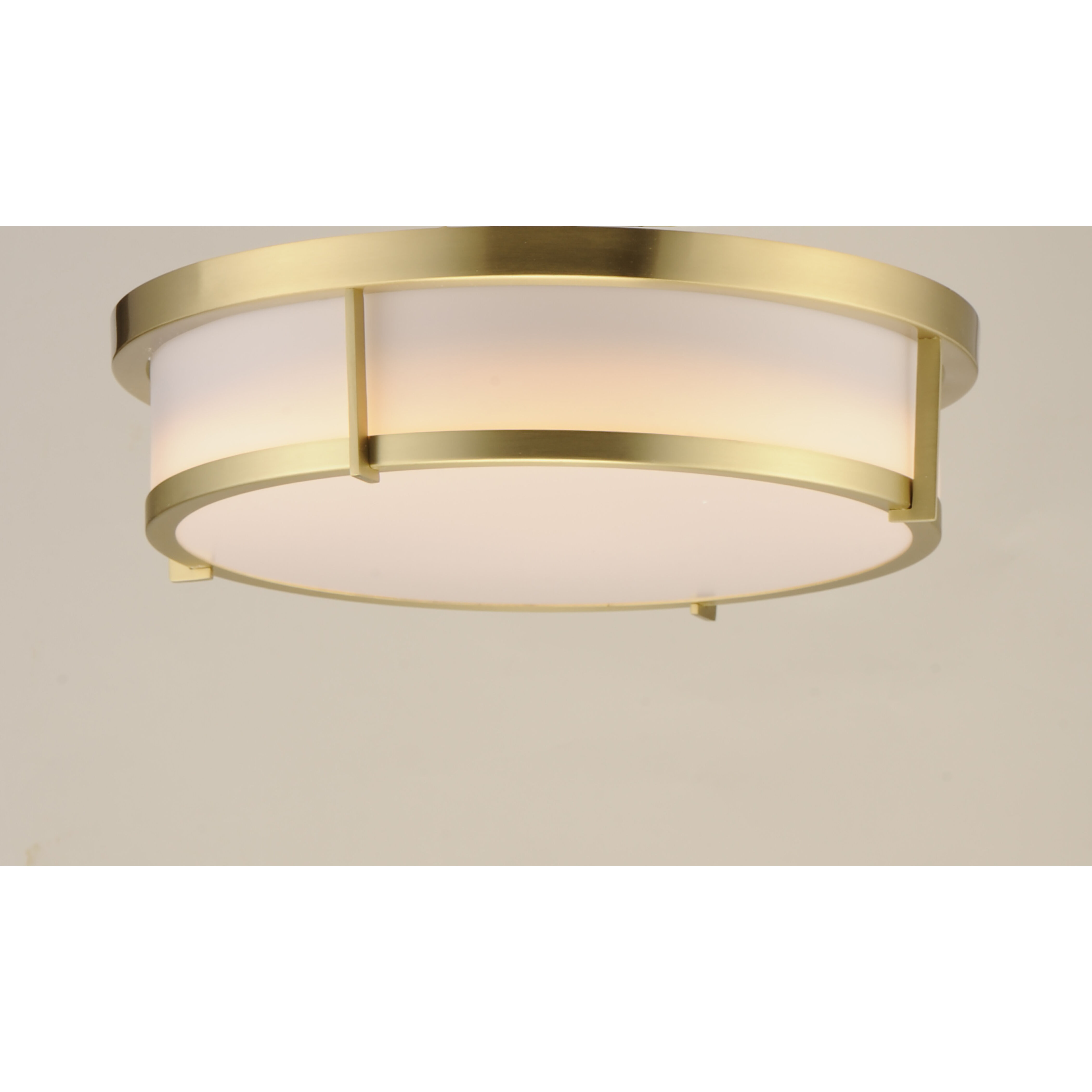 Rogue 3 Light 17 inch Satin Brass Flush Mount Ceiling Light