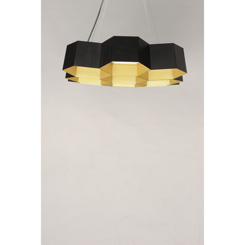 Honeycomb LED 23 inch Black/Gold Chandelier Ceiling Light