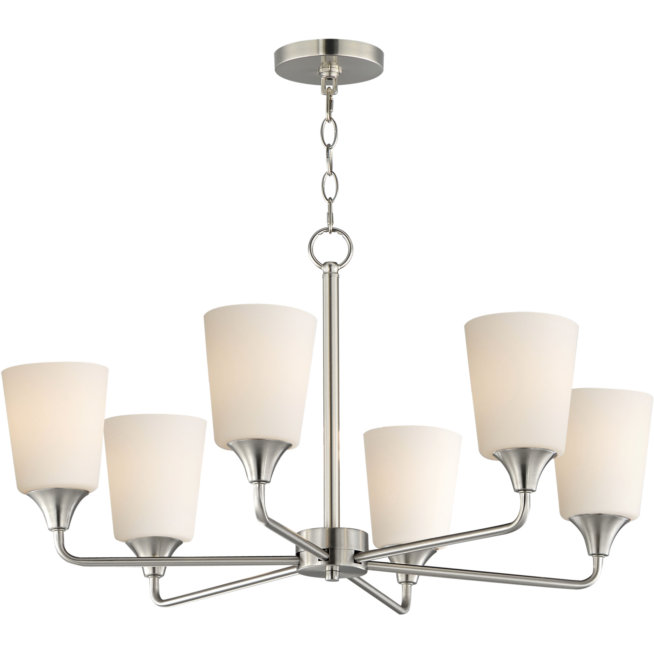 Hudson 6 Light 30 inch Satin Nickel Single-Tier Chandelier Ceiling Light in Satin White