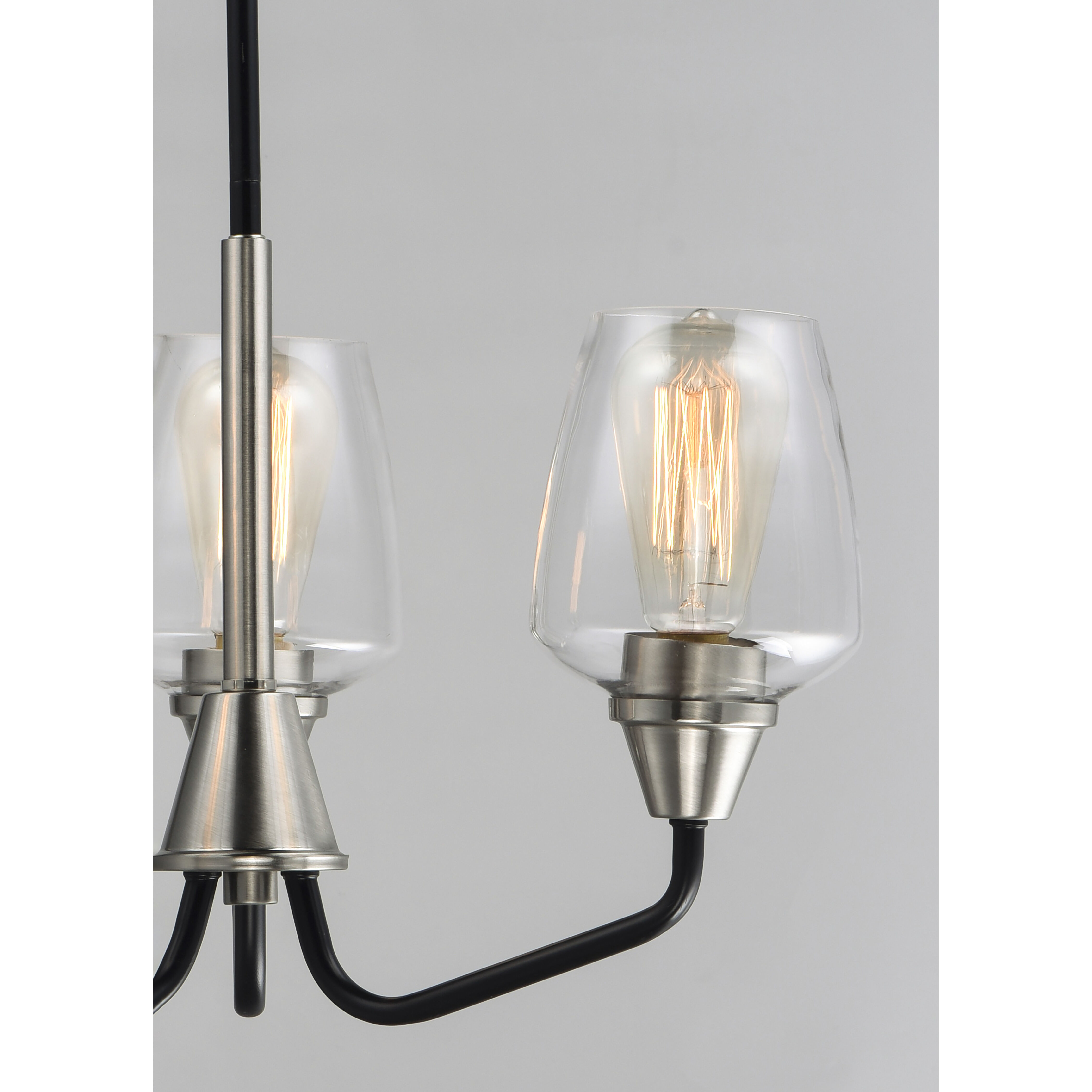 Goblet 3 Light 19 inch Black/Satin Nickel Mini Chandelier Ceiling Light in Black and Satin Nickel