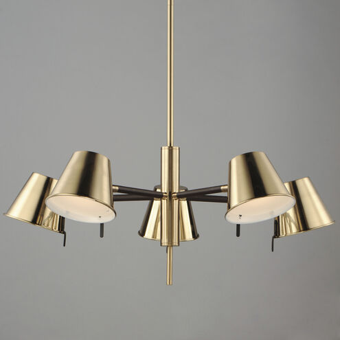 Carlo LED 28 inch Dark Bronze/Leather/Heritage Brass Chandelier Ceiling Light