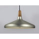 Nordic 1 Light 15 inch Walnut/Brushed Platinum Single Pendant Ceiling Light in Walnut and Pewter, Bulb Not Included