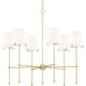 Huntington 6 Light 34 inch Satin Brass Chandelier Ceiling Light