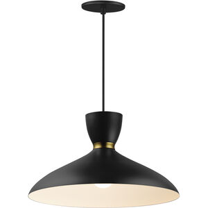 Carillon 1 Light 15.75 inch Black with Satin Brass Single Pendant Ceiling Light in Black and Satin Brass