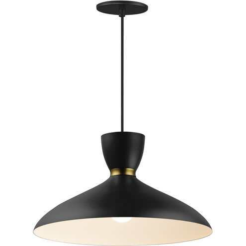 Carillon 1 Light 15.75 inch Black with Satin Brass Single Pendant Ceiling Light in Black and Satin Brass