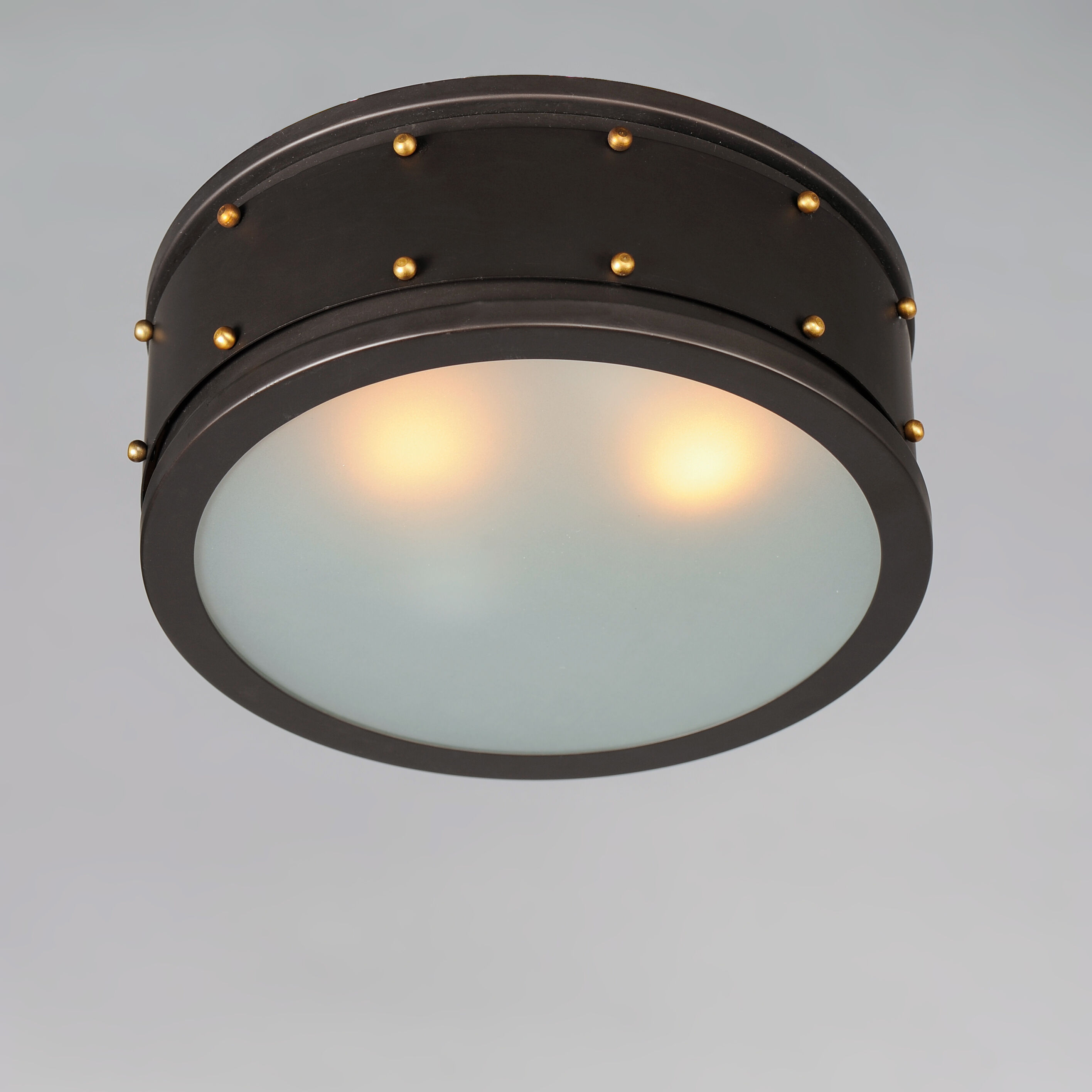 Trestle 2 Light 13 inch Oil Rubbed Bronze/Antique Brass Flush Mount Ceiling Light