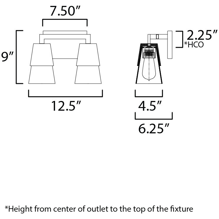 Carpenter 2 Light 12.5 inch Walnut and Black Bath Vanity Wall Light