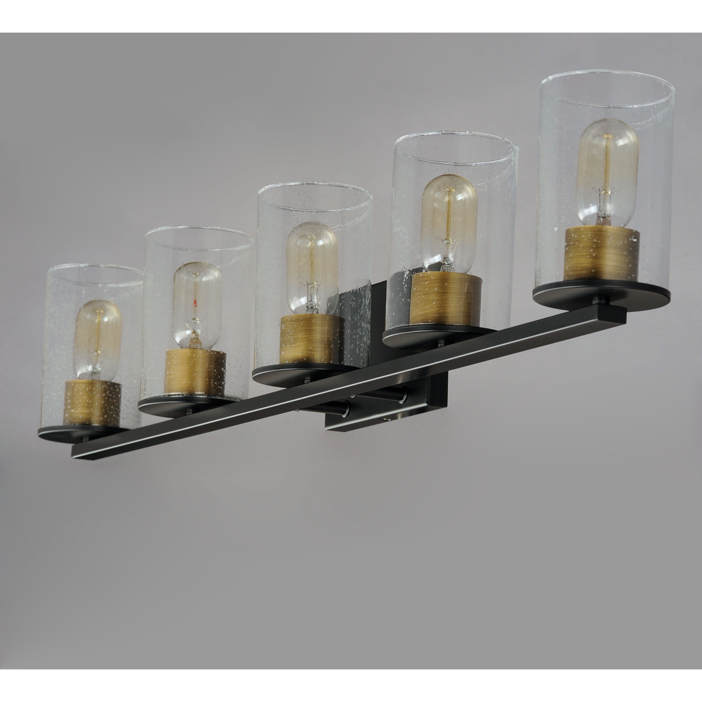 Sleek 5 Light 40 inch Antique Brass/Black Bath Vanity Wall Light