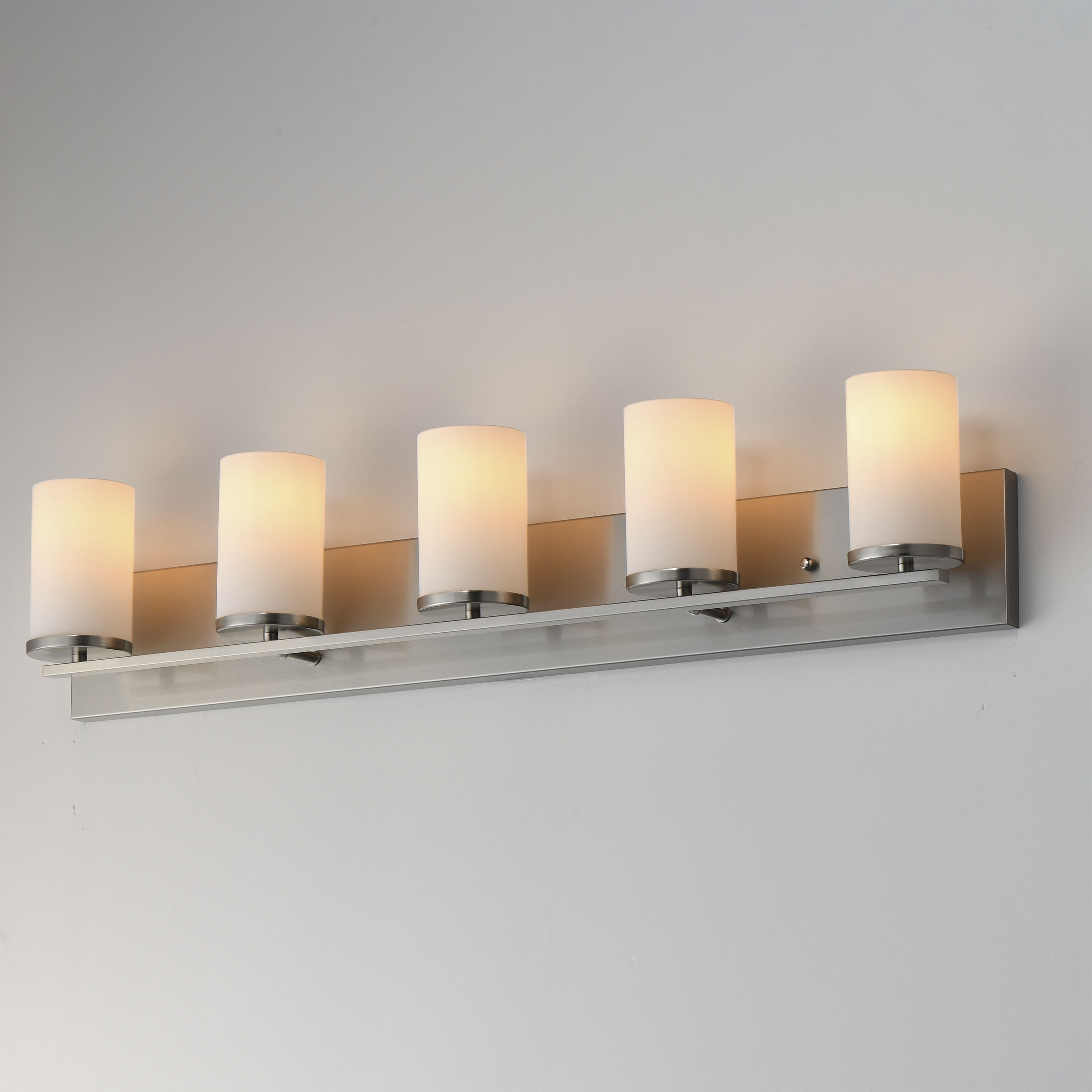 Lateral 5 Light 36 inch Satin Nickel Bath Vanity Wall Light in Satin White