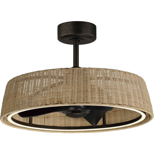 Tulum 29 inch Dark Bronze Fandelight in Natural Rattan