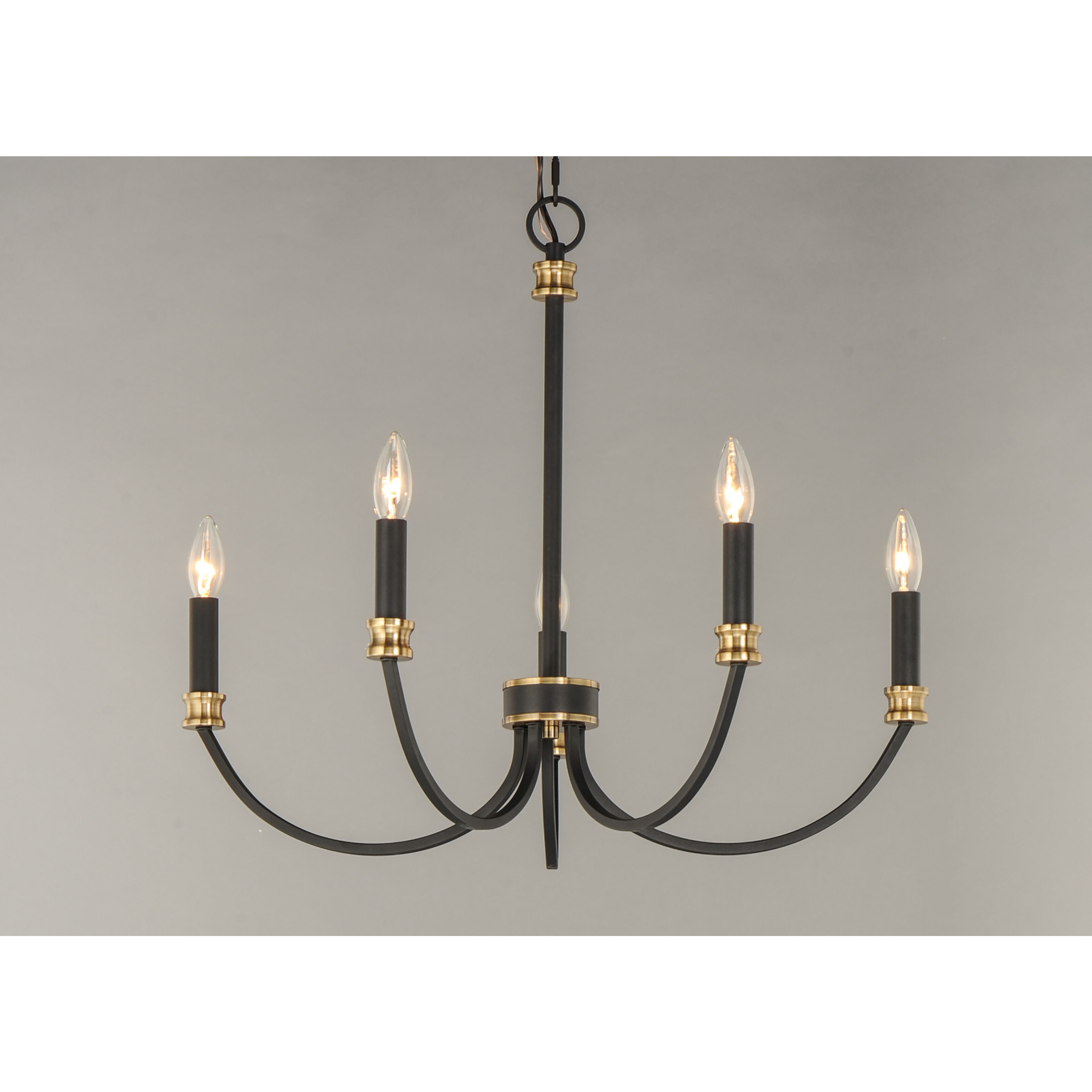 Charlton 5 Light 26 inch Black/Antique Brass Chandelier Ceiling Light