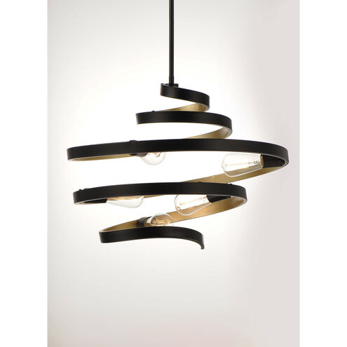 Twister 5 Light 25 inch Black/Gold Multi-Light Pendant Ceiling Light