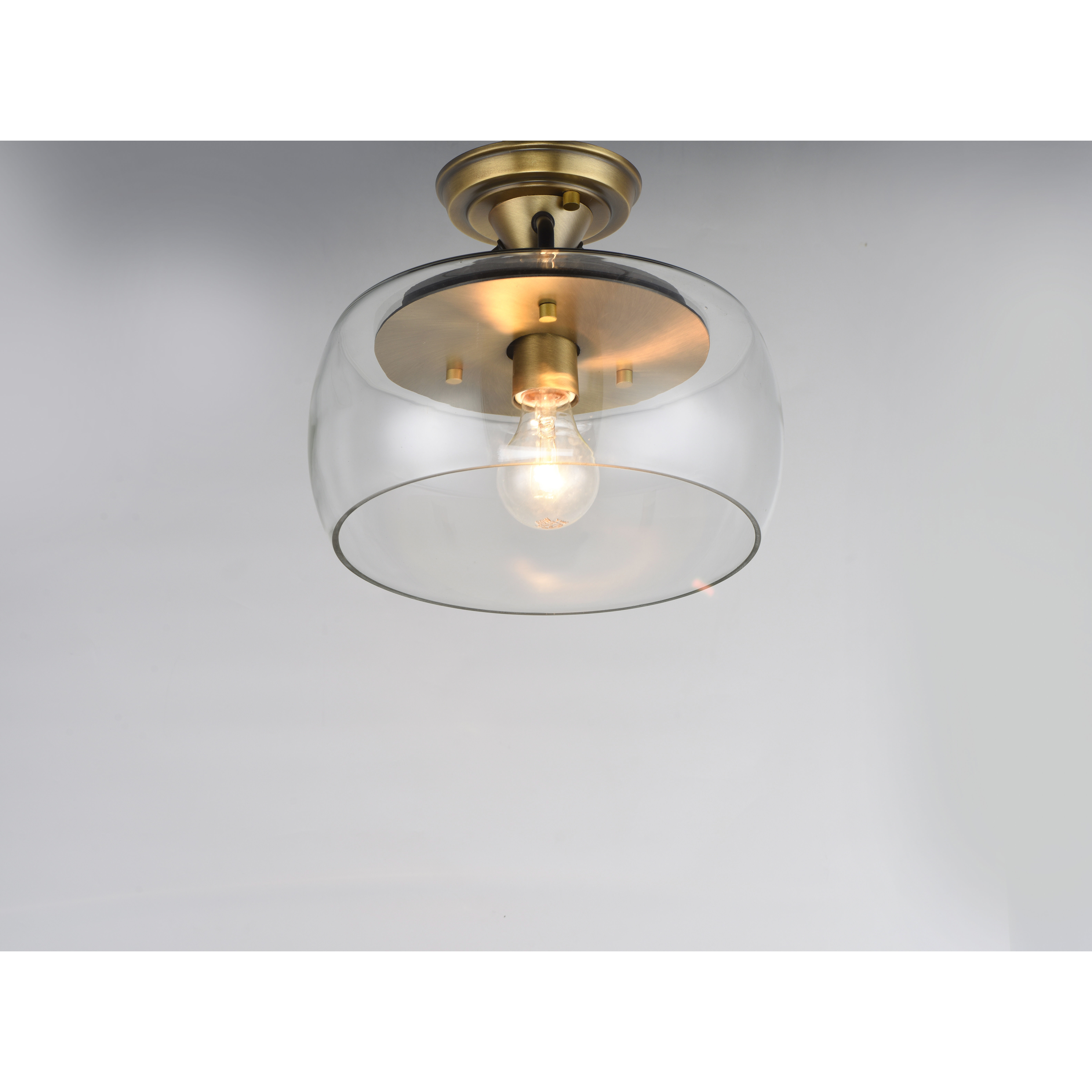 Goblet 1 Light 11 inch Bronze/Antique Brass Semi-Flush Mount Ceiling Light in Bronze and Antique Brass