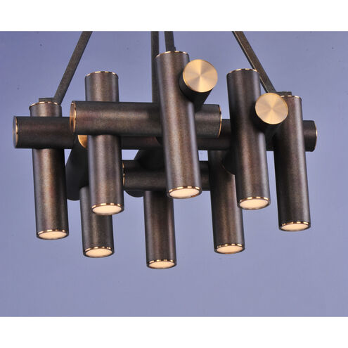 Tubular LED LED 20 inch Bronze Fusion/Antique Brass Chandelier Ceiling Light