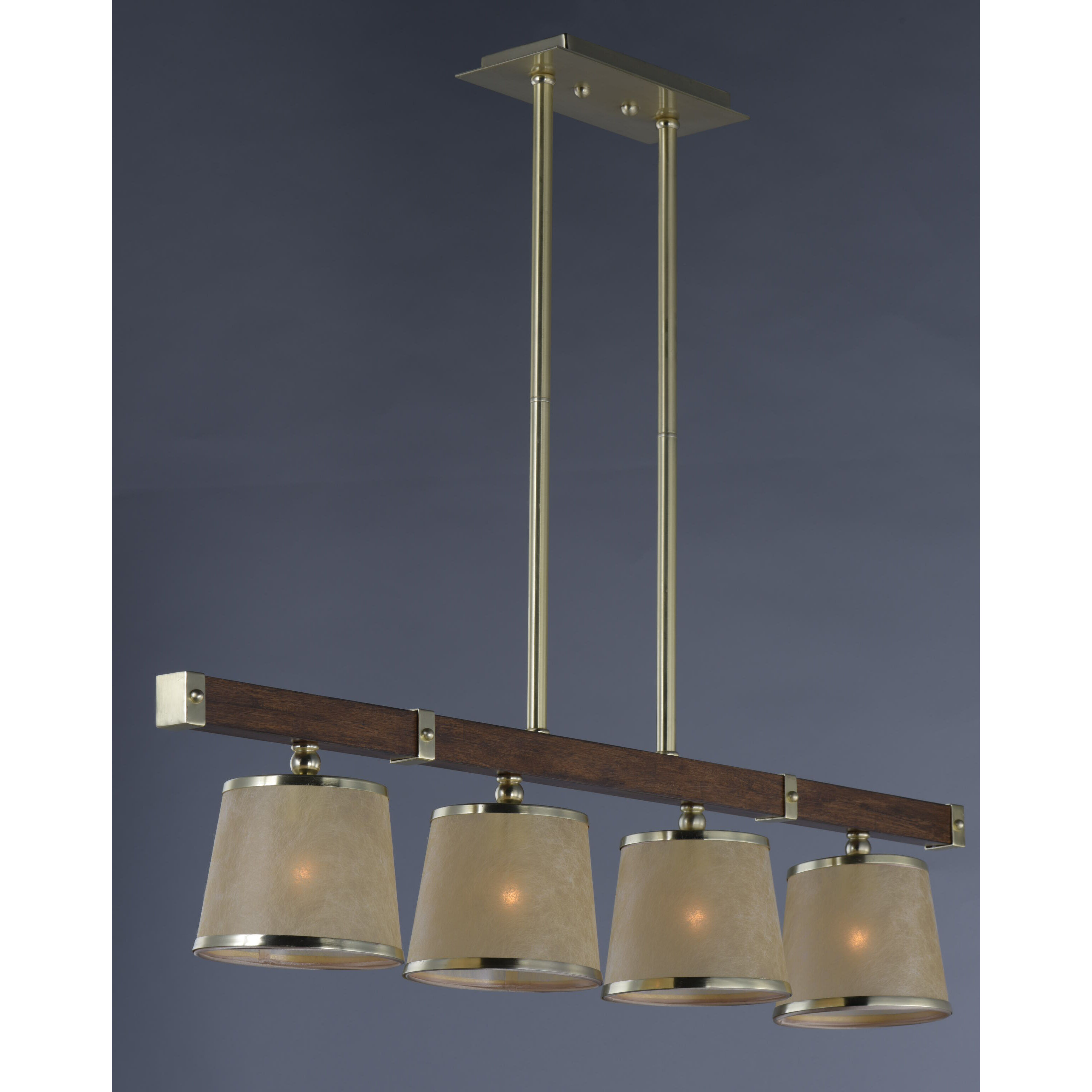 Maritime 4 Light 7.25 inch Antique Pecan/Satin Brass Single-Tier Chandelier Ceiling Light