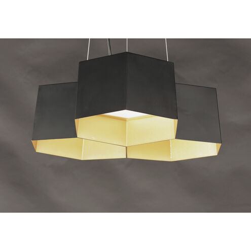 Honeycomb LED 16 inch Black/Gold Chandelier Ceiling Light