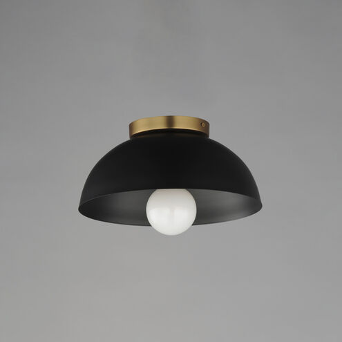 Thelonious 1 Light 11.5 inch Black and Natural Aged Brass Flush Mount Ceiling Light