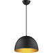 Tova 1 Light 13.5 inch Black and Gold Single Pendant Ceiling Light