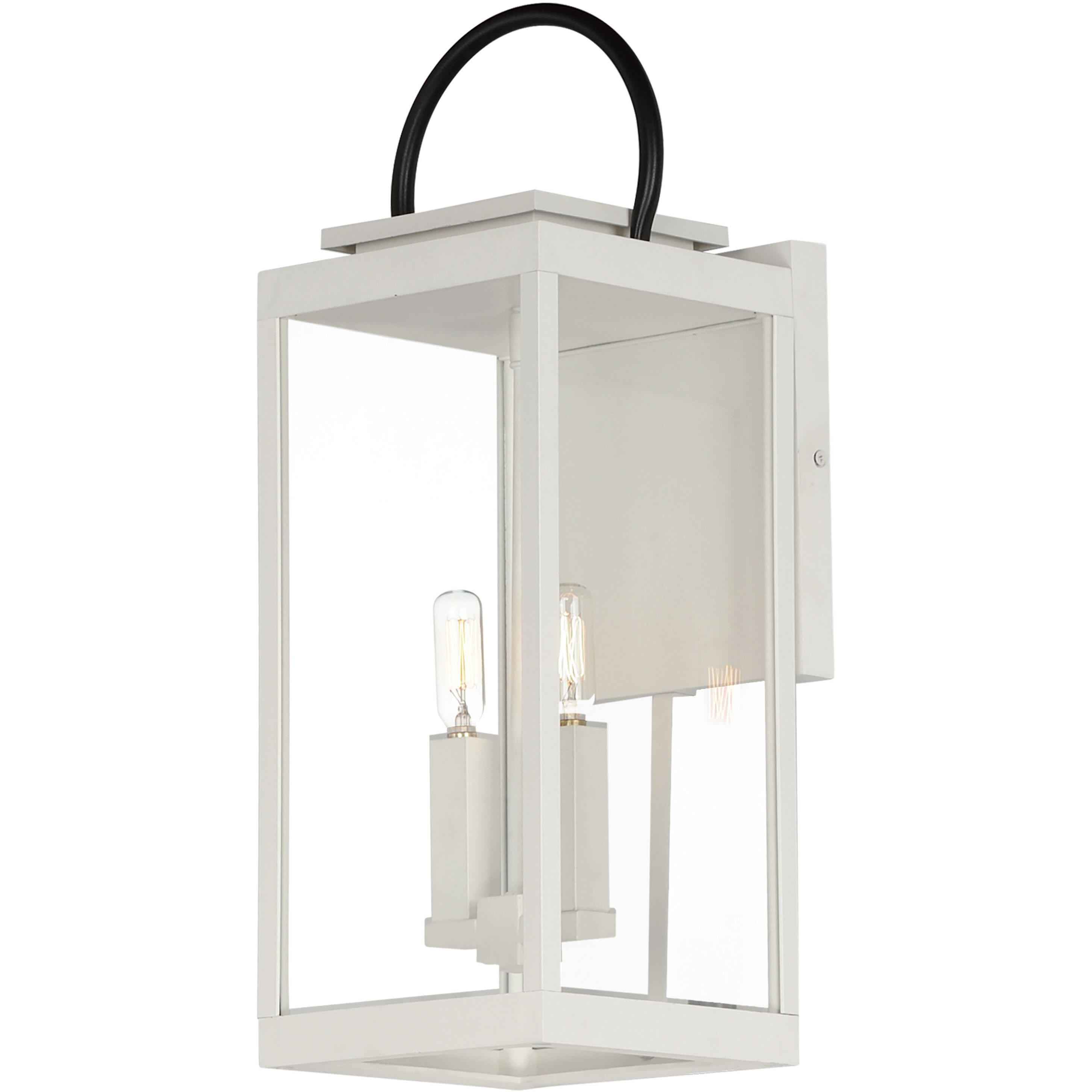 Nassau Vivex 2 Light 21.25 inch White and Black Outdoor Wall Mount in Clear