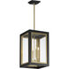 Neoclass 4 Light 12 inch Black and Gold Outdoor Pendant