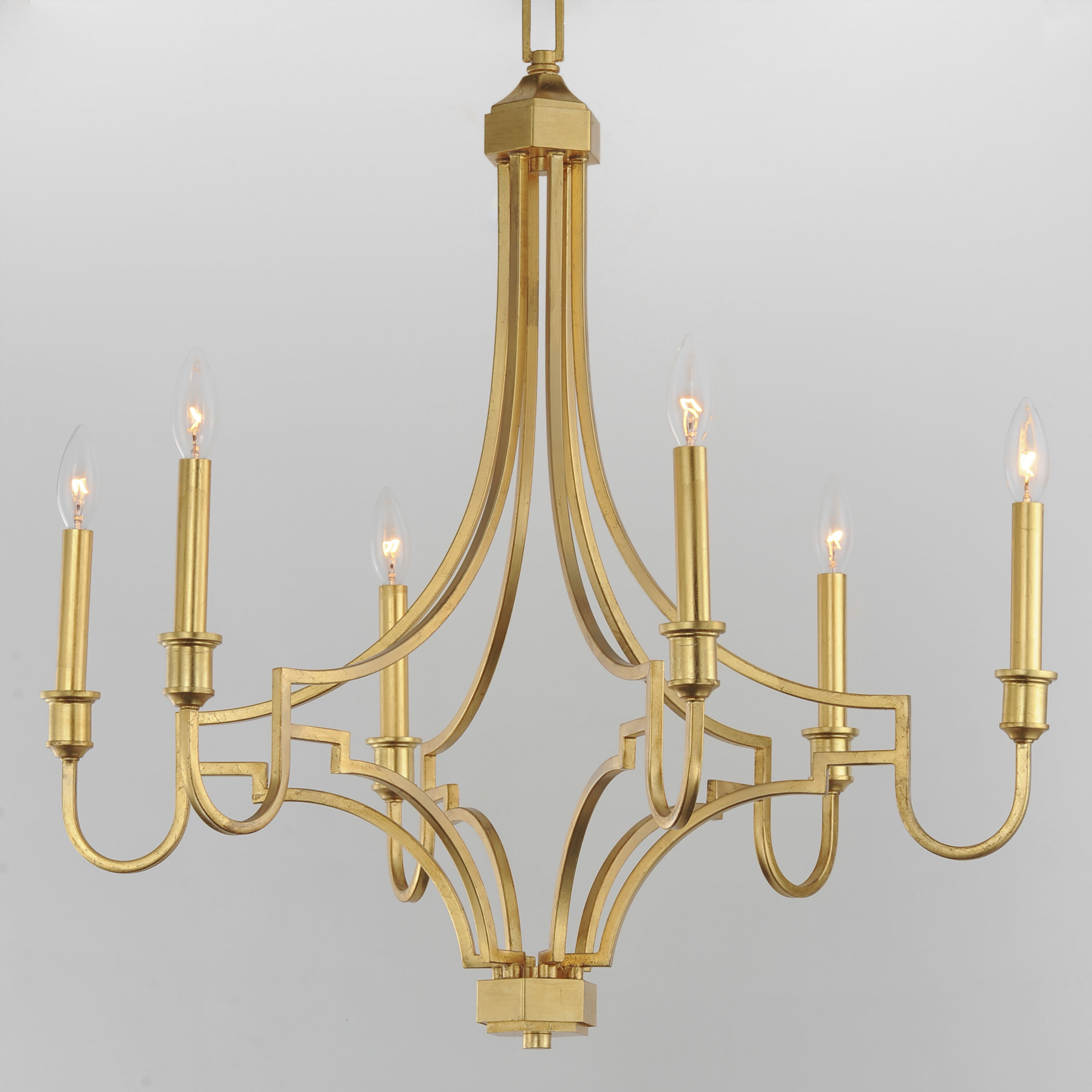 Normandy 6 Light 29 inch Gold Leaf Chandelier Ceiling Light