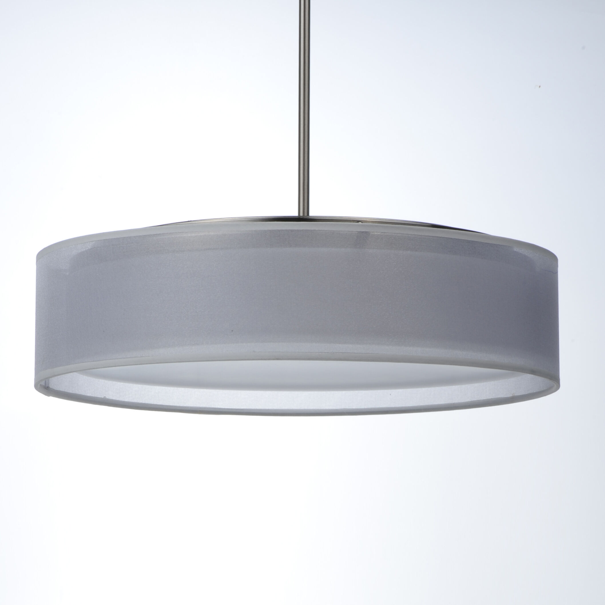 Prime LED 16 inch Satin Nickel Single Pendant Ceiling Light in White Organza