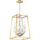 Bouquet 4 Light 16 inch Polished Nickel and Gold Leaf Multi-Light Pendant Ceiling Light