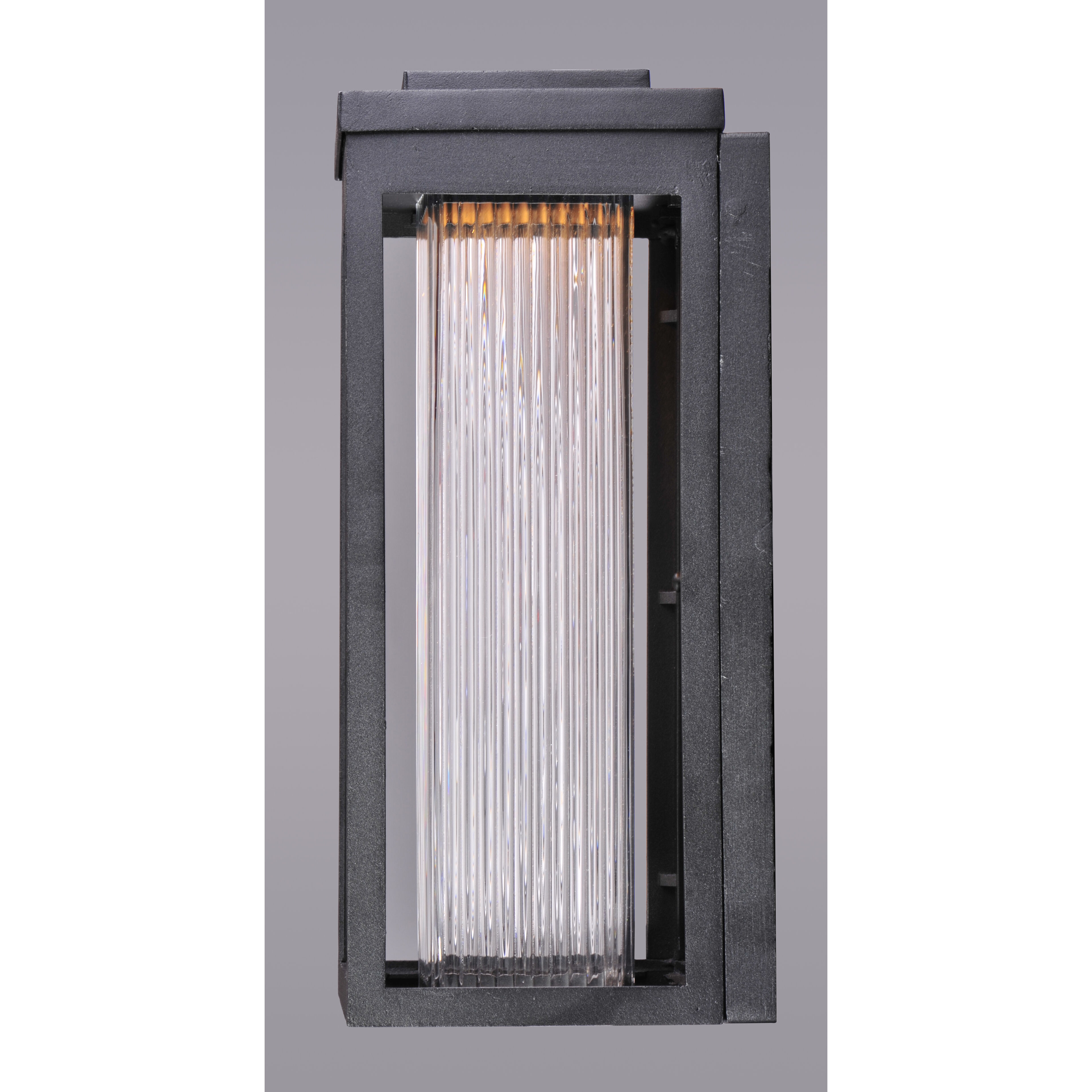 Salon LED LED 15 inch Black Outdoor Wall Sconce in Clear Ribbed