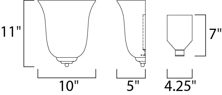 Essentials - 2058x 1 Light 10 inch Satin Nickel Wall Sconce Wall Light