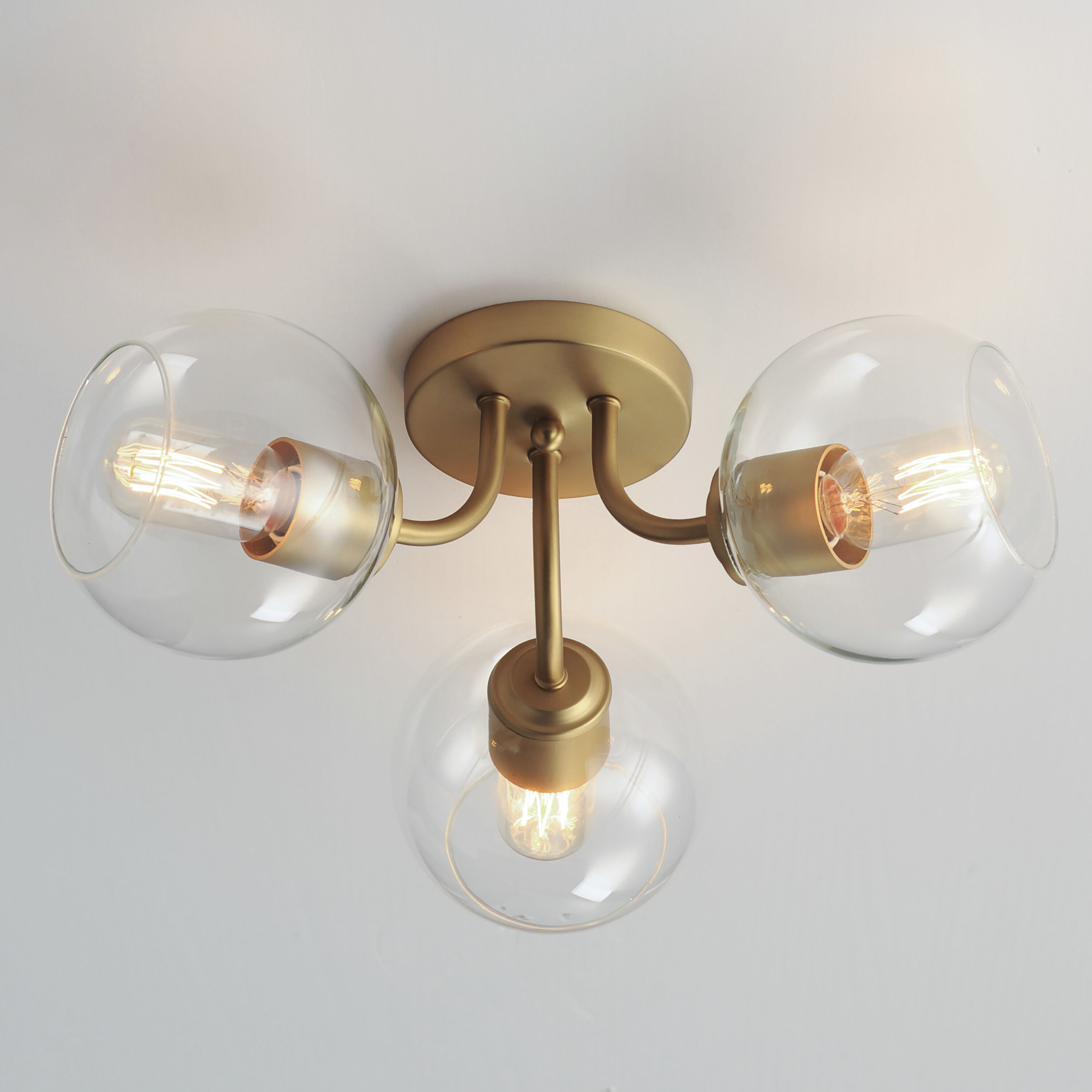 Knox 3 Light 18 inch Natural Aged Brass Semi-Flush Mount Ceiling Light