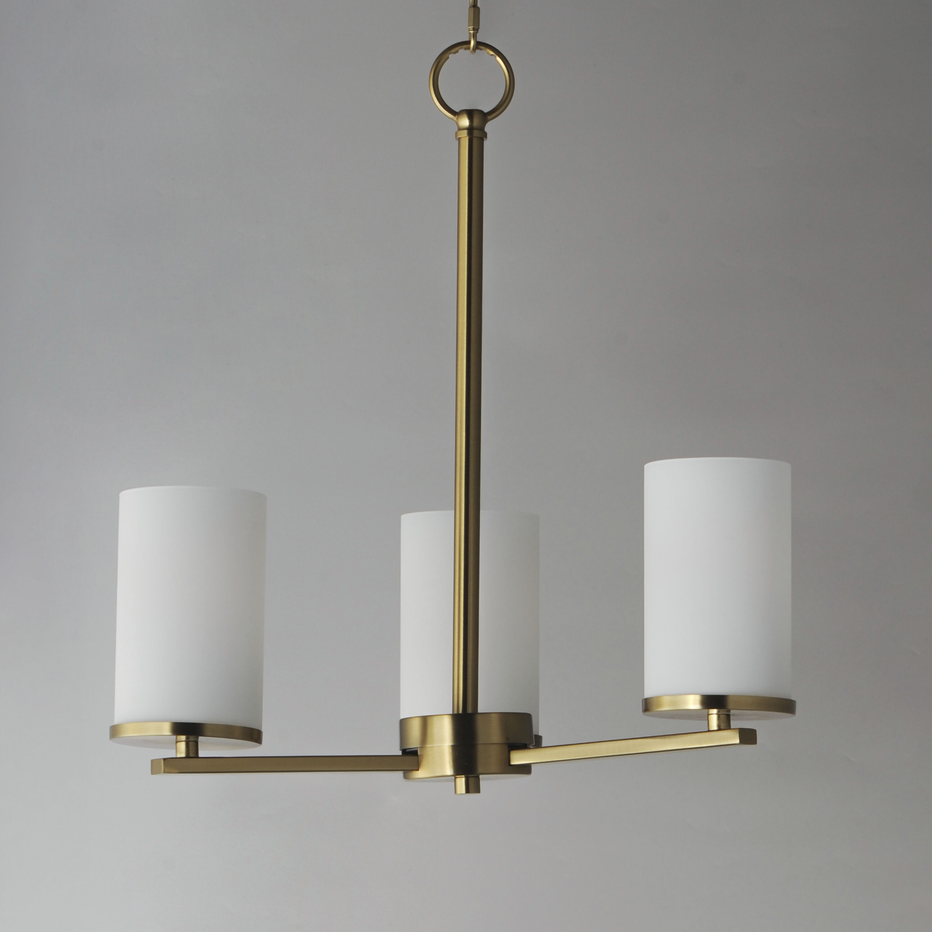 Lateral 3 Light 18 inch Satin Brass Chandelier Ceiling Light in Satin White