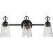 Jackson Hole 3 Light 23.5 inch Black Bath Vanity Wall Light in Clear