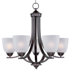 Axis 5 Light 24 inch Oil Rubbed Bronze Single Tier Chandelier Ceiling Light