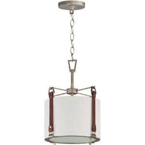 Sausalito 1 Light 12 inch Weathered Zinc / Brown Suede Single Pendant Ceiling Light