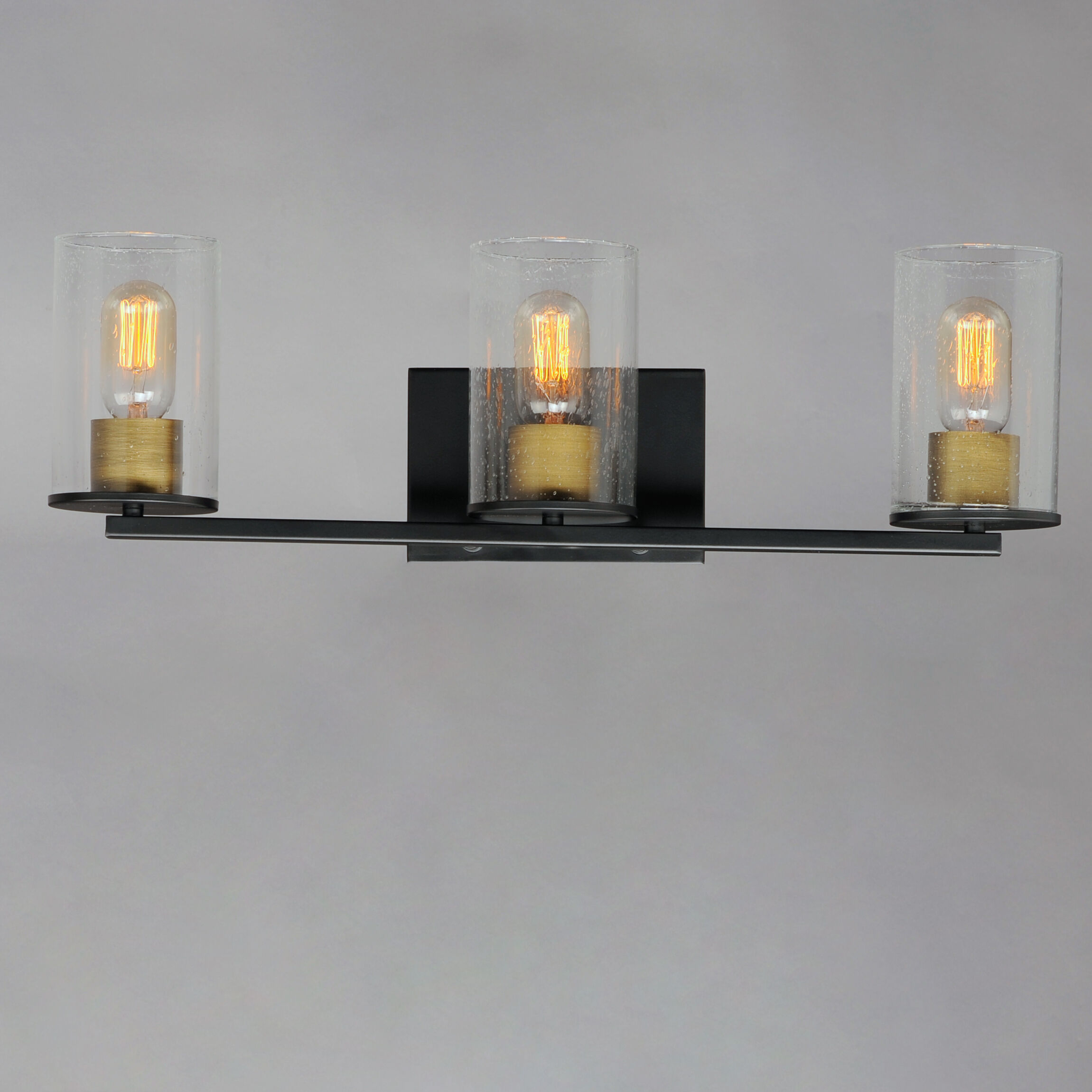 Sleek 3 Light 24 inch Antique Brass/Black Bath Vanity Wall Light