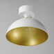 Dawn 1 Light 12 inch White and Satin Brass Semi-Flush Mount Ceiling Light