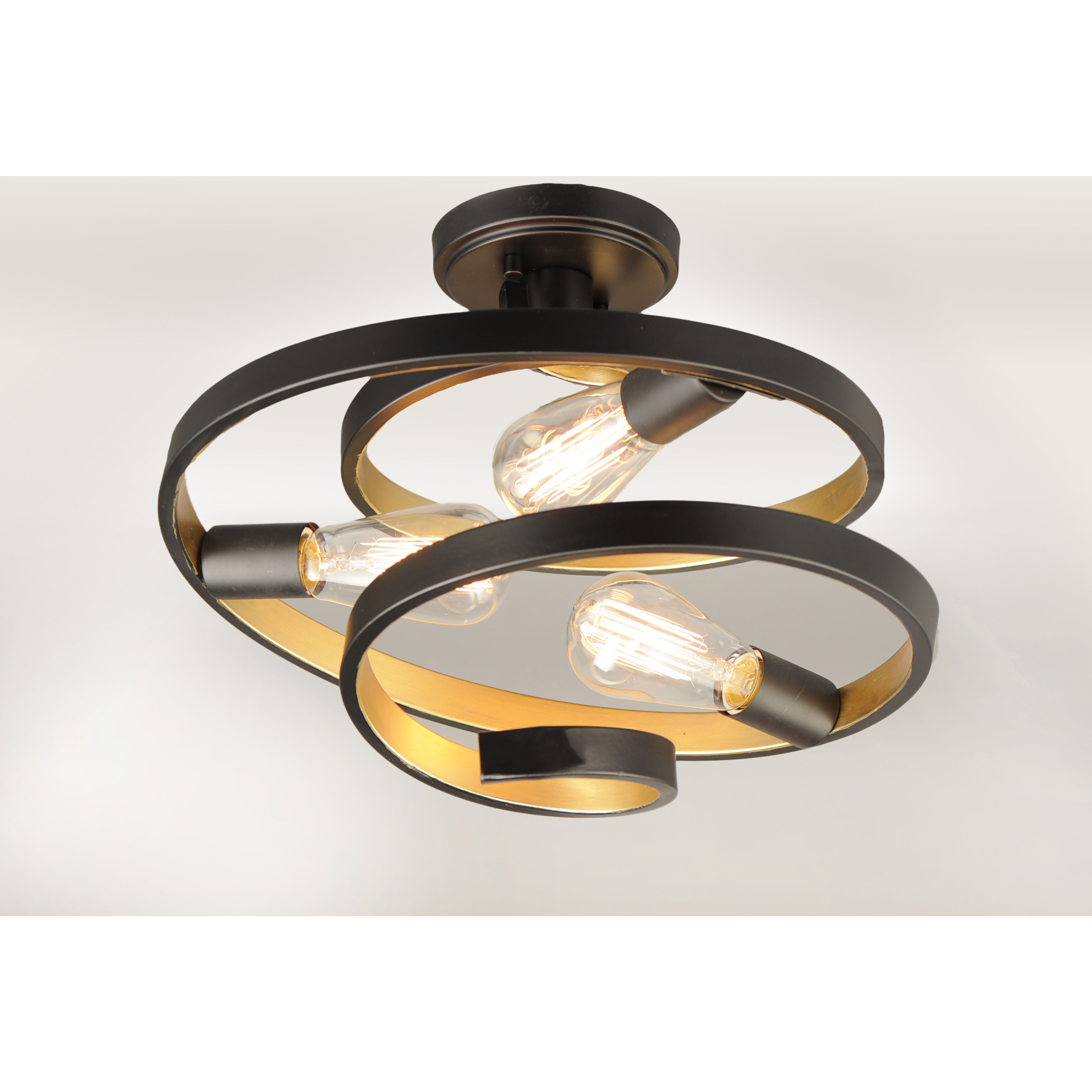 Maxim 12230BKGLD Twister 3 Light 16 inch Black/Gold Semi