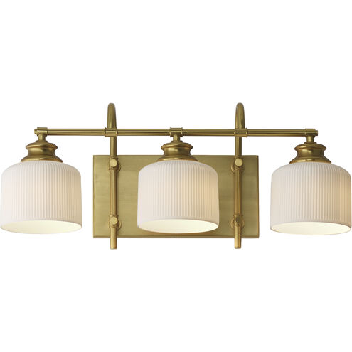Bisque 3 Light 24 inch Natural Aged Brass Bath Vanity Wall Light