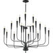 Vela 18 Light 40 inch Black Single-Tier Chandelier Ceiling Light