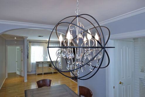 Orbit 12 Light 40 inch Anthracite/Polished Nickel Single Pendant Ceiling Light in Anthracite and Polished Nickel