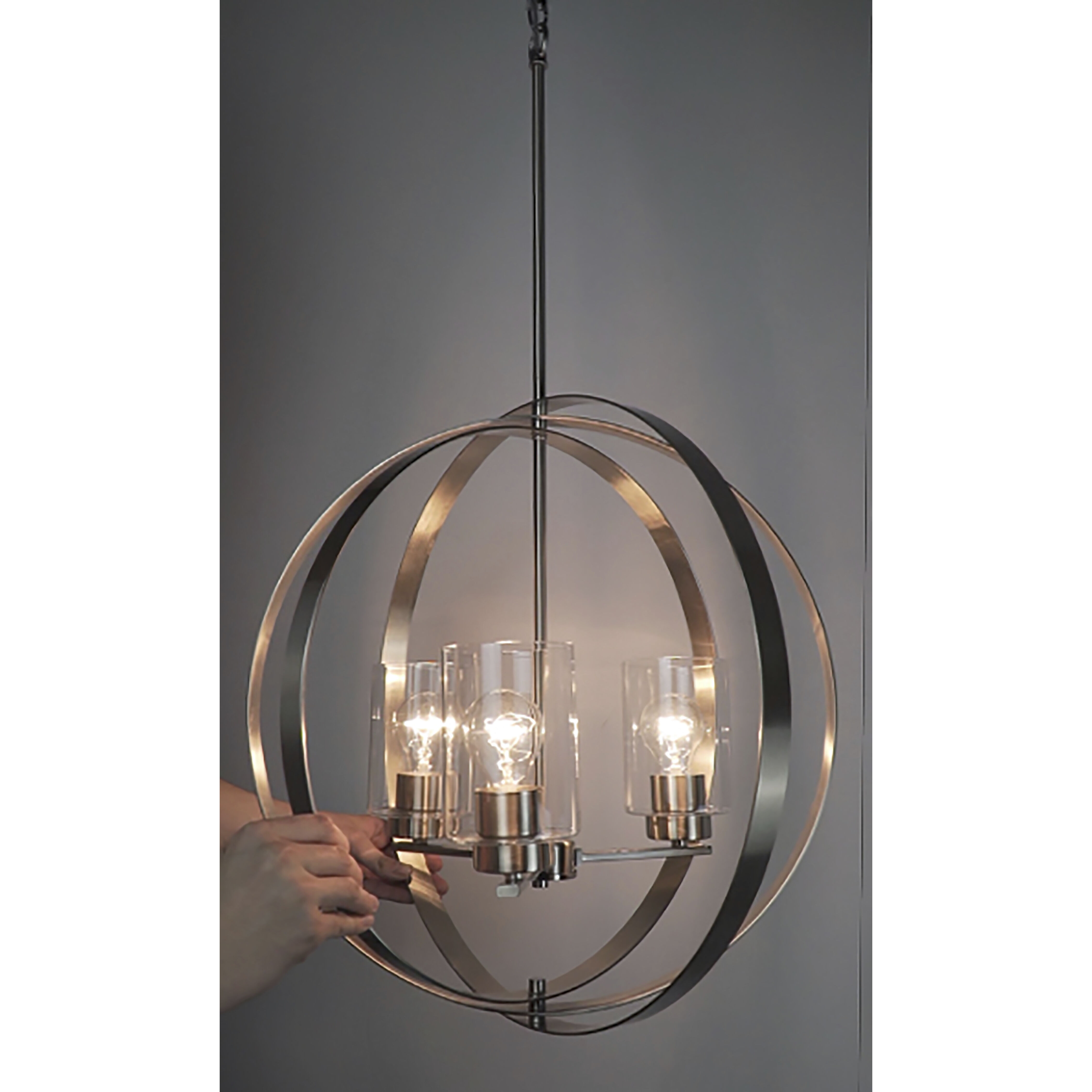 Sentinel 3 Light 21 inch Satin Nickel Single Pendant Ceiling Light