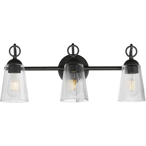 Jackson Hole 3 Light 23.5 inch Black Bath Vanity Light Wall Light in Clear