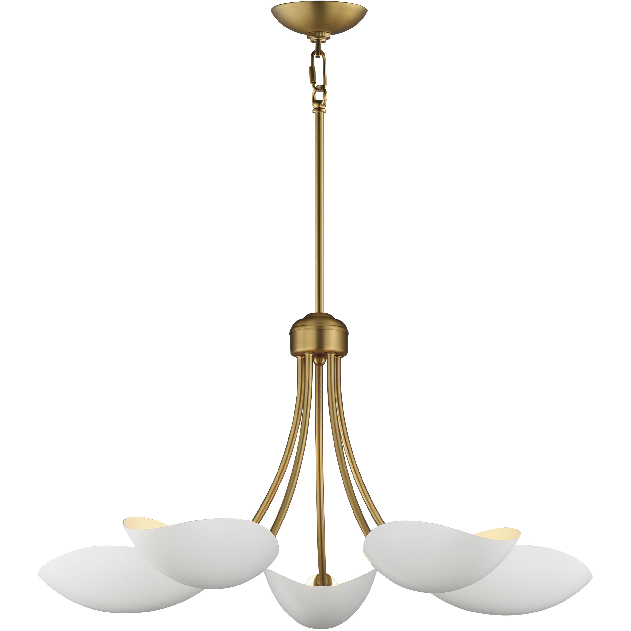 Maris 5 Light 26.5 inch White and Natural Aged Brass Single-Tier Chandelier Ceiling Light