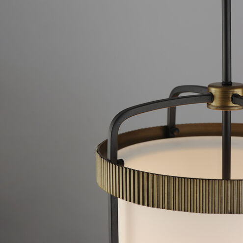 Ruffles 3 Light 13.75 inch Black and Antique Brass Suspension Pendant Ceiling Light