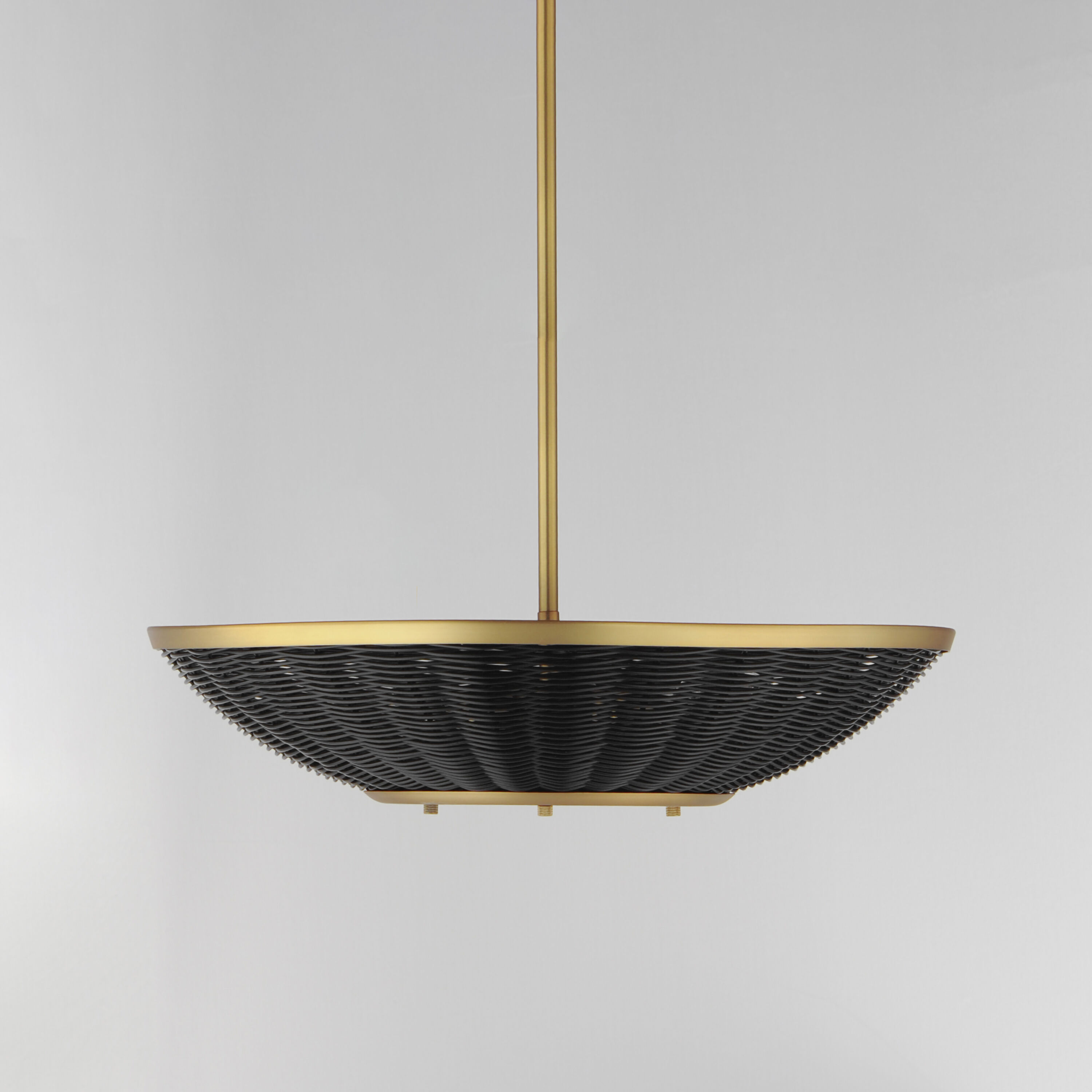 Rattan 3 Light 20.25 inch Natural Aged Brass Pendant System Ceiling Light